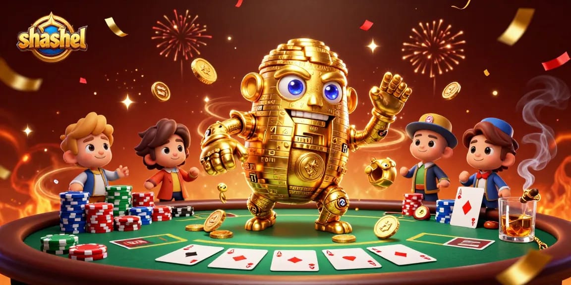 Engage with shashel's golden golem amidst exciting casino elements for thrilling gameplay.