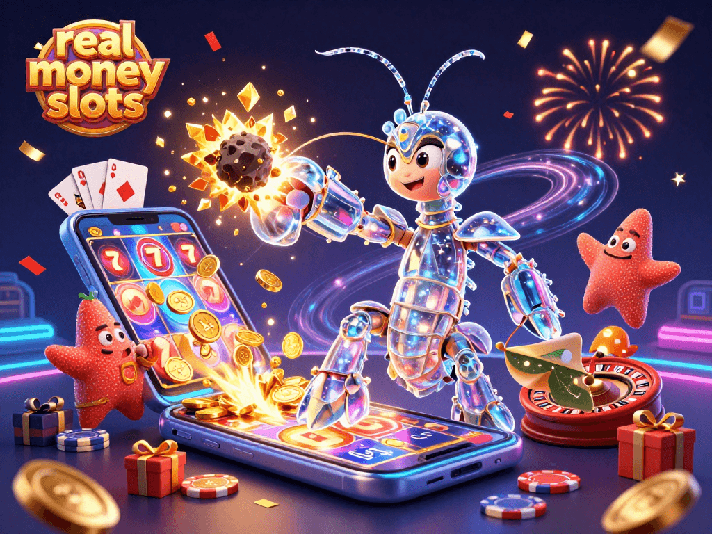 Engage with real money slots featuring incredible visuals of a galactic samurai and treasures.