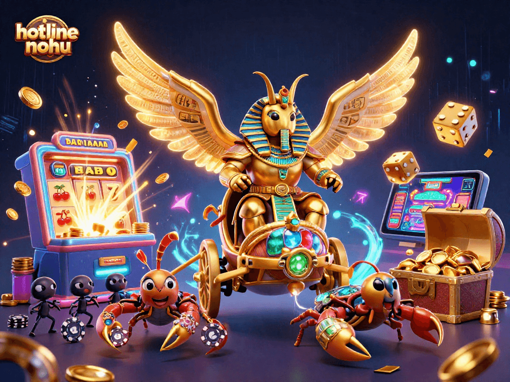 Engage in thrilling gameplay at hotline-nohu with a dynamic casino scene featuring fortune symbols and characters