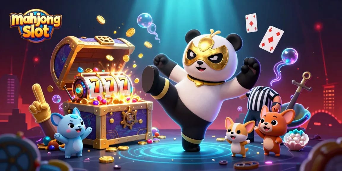 Engage with the mahjong slot featuring vibrant characters and exciting elements in this energetic scene.