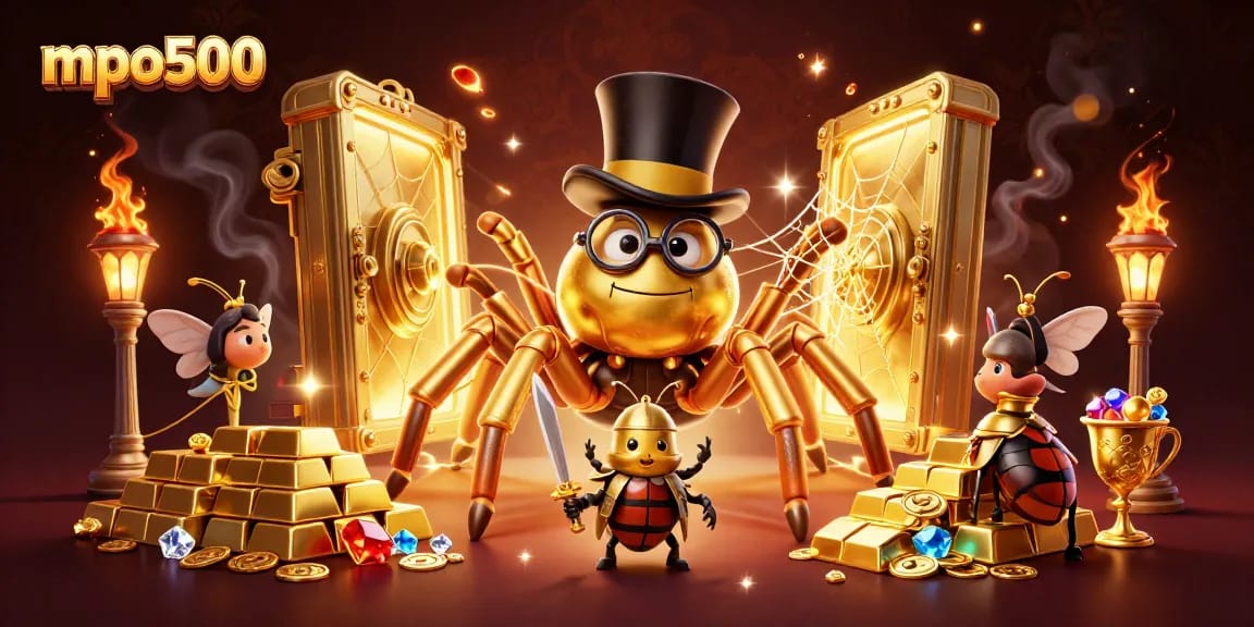 MPO500 offers excitement with vibrant casino adventures featuring a golden tarantula and treasure.