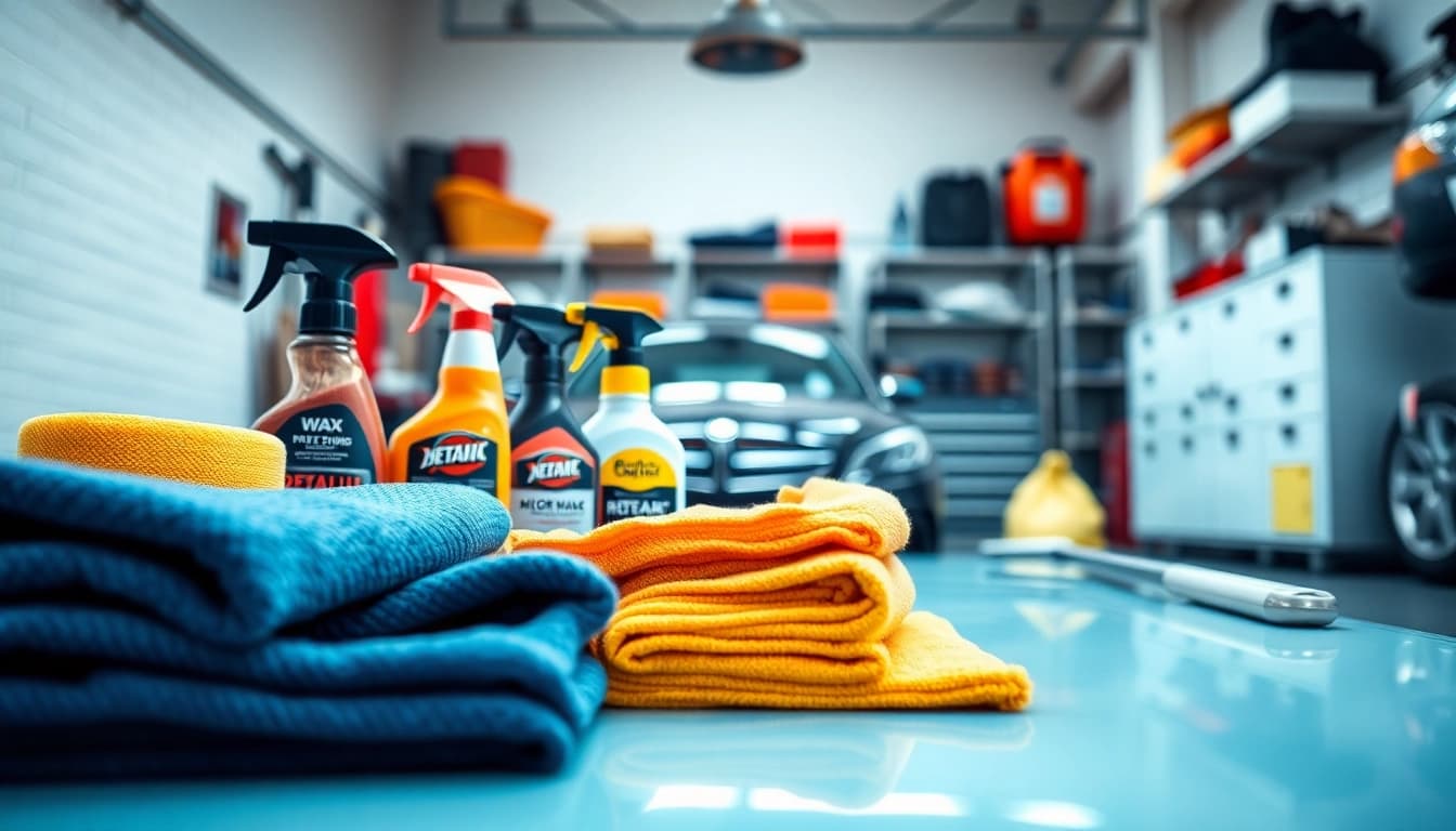 Discover what products do I need to detail my car with essential detailing tools laid out for easy access.