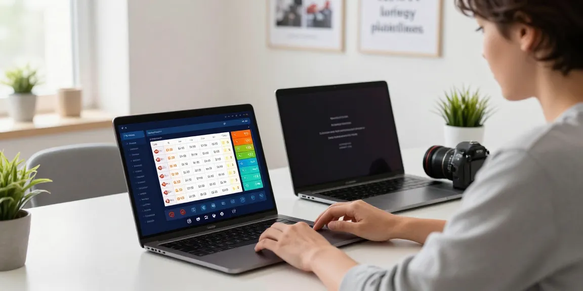 Online togel session at a modern workspace, showcasing vibrant digital interface.