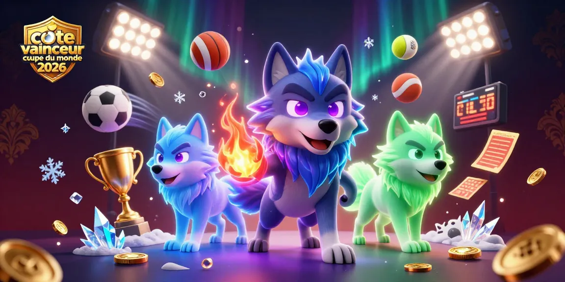 Pariez sur la cote vainqueur coupe du monde 2026 avec des illustrations captivantes de l'univers sportif et des éléments de paris.