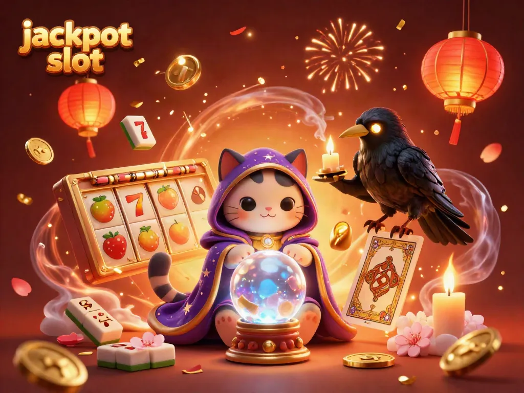Experience the thrill of jackpot slot excitement with a mystic cat and magical symbols.
