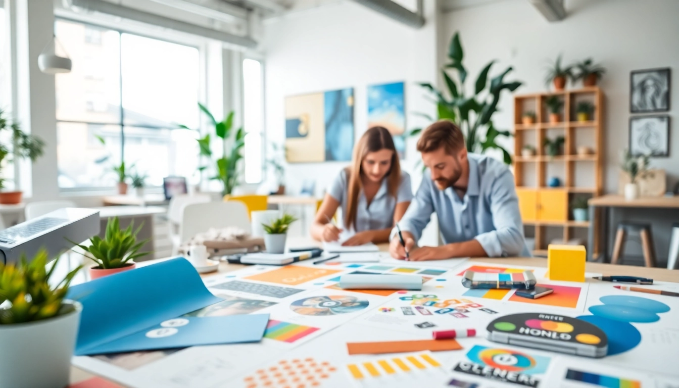Engaging scene of a branding agency Melbourne at work with vibrant design elements.
