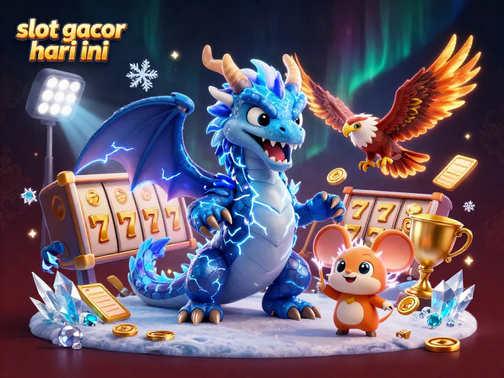 Experience slot gacor hari ini with an electric dragon, hawk, and dynamic casino elements.