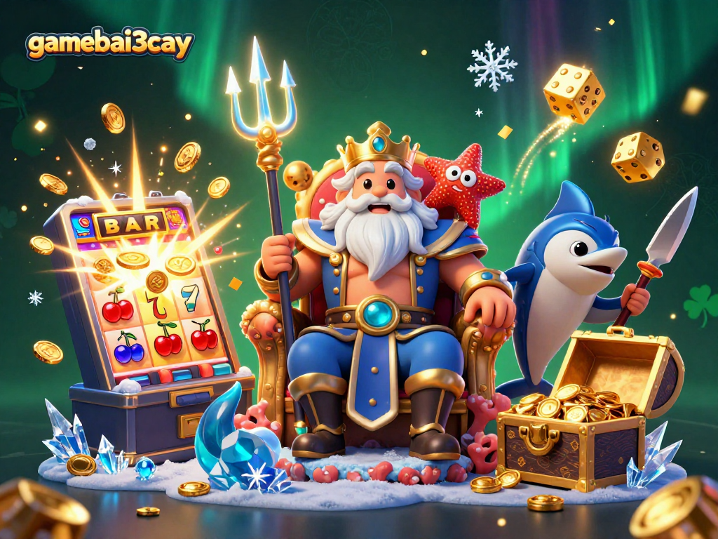 Experience the excitement with gamebai3cay's colorful scene bursting with casino action and dynamic game elements.
