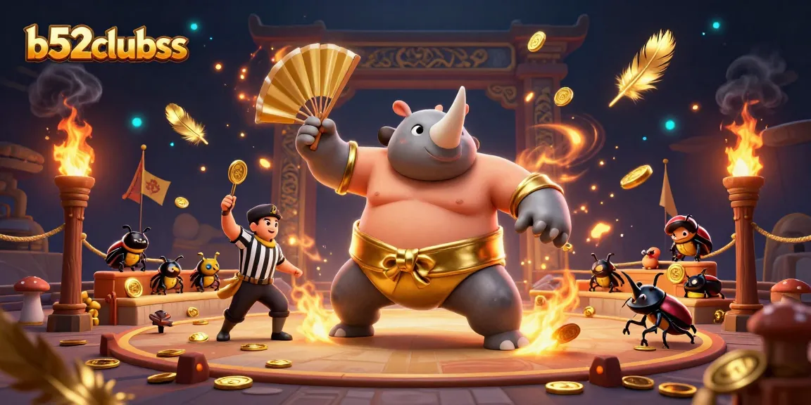 Experience the thrill at b52clubss with our stunning 3D illustration showcasing a sumo champion in action.