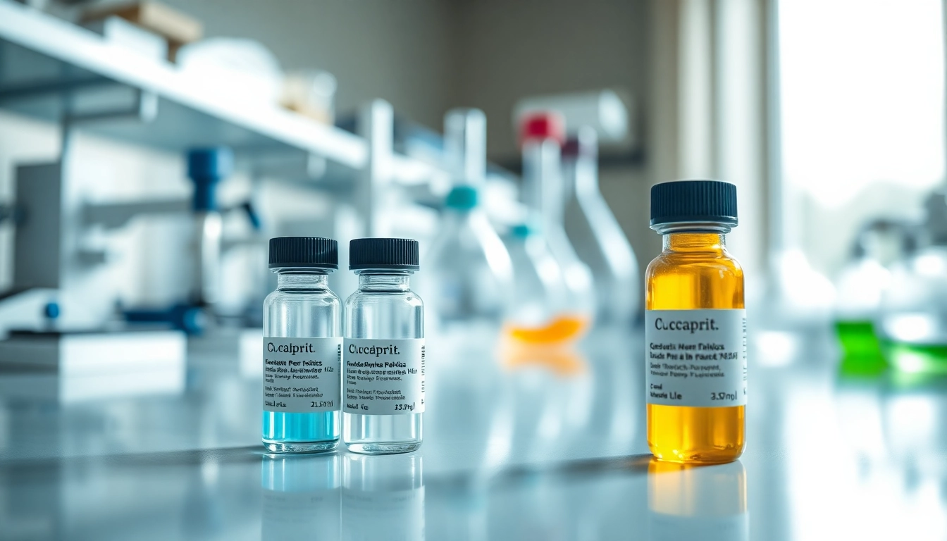 Cagri vials in a laboratory environment showcasing research peptide advancements and clarity.