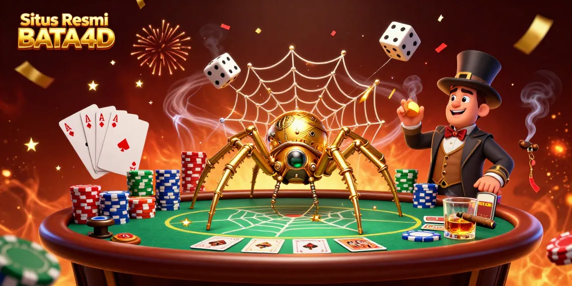 Engage with Situs Resmi BATA4D as a steampunk spider weaves a web of poker chips.