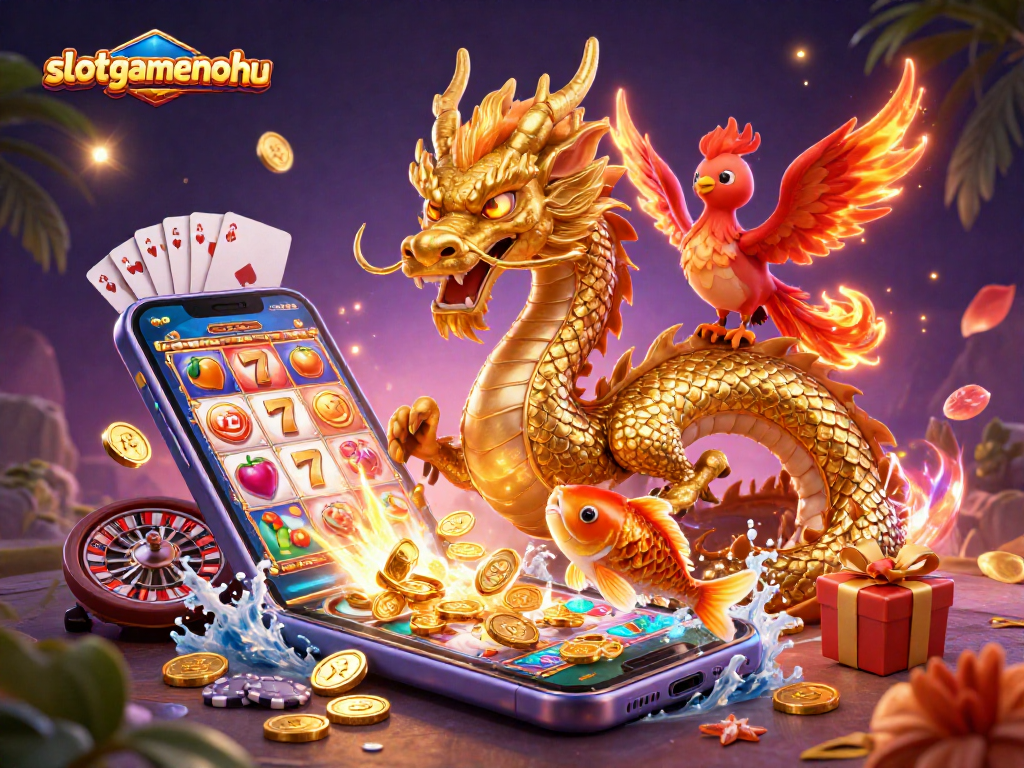 Experience thrilling gameplay with slotgamenohu's vibrant casino scene featuring dragons and golden coins.