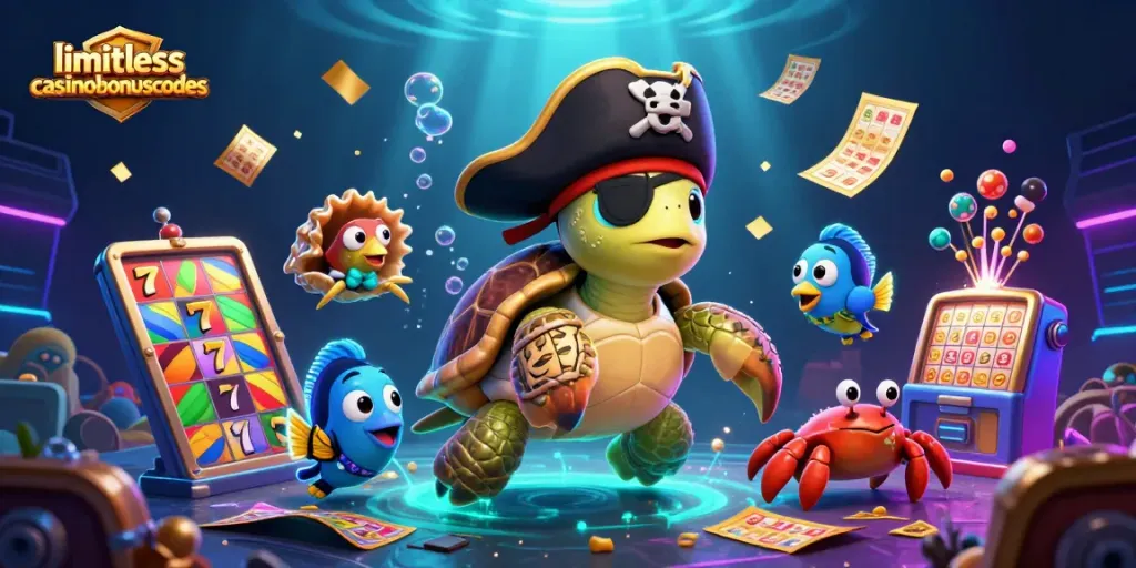 Engage with limitlesscasinobonuscodes in a vibrant 3D scene full of exciting casino elements and characters.