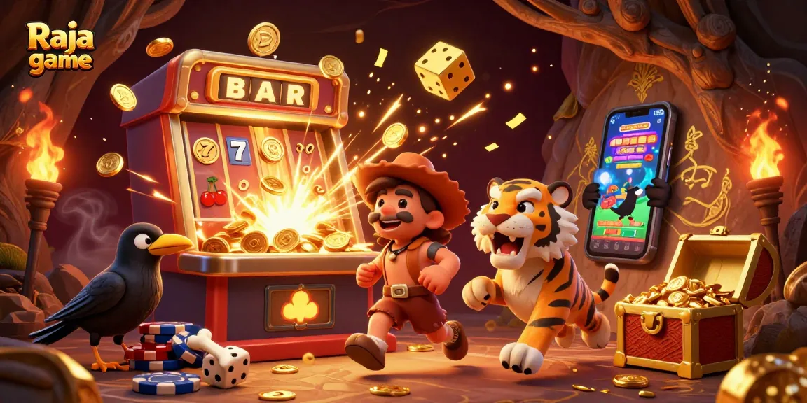 Engage in thrilling gameplay with Raja game, showcasing a dynamic prehistoric casino scene.