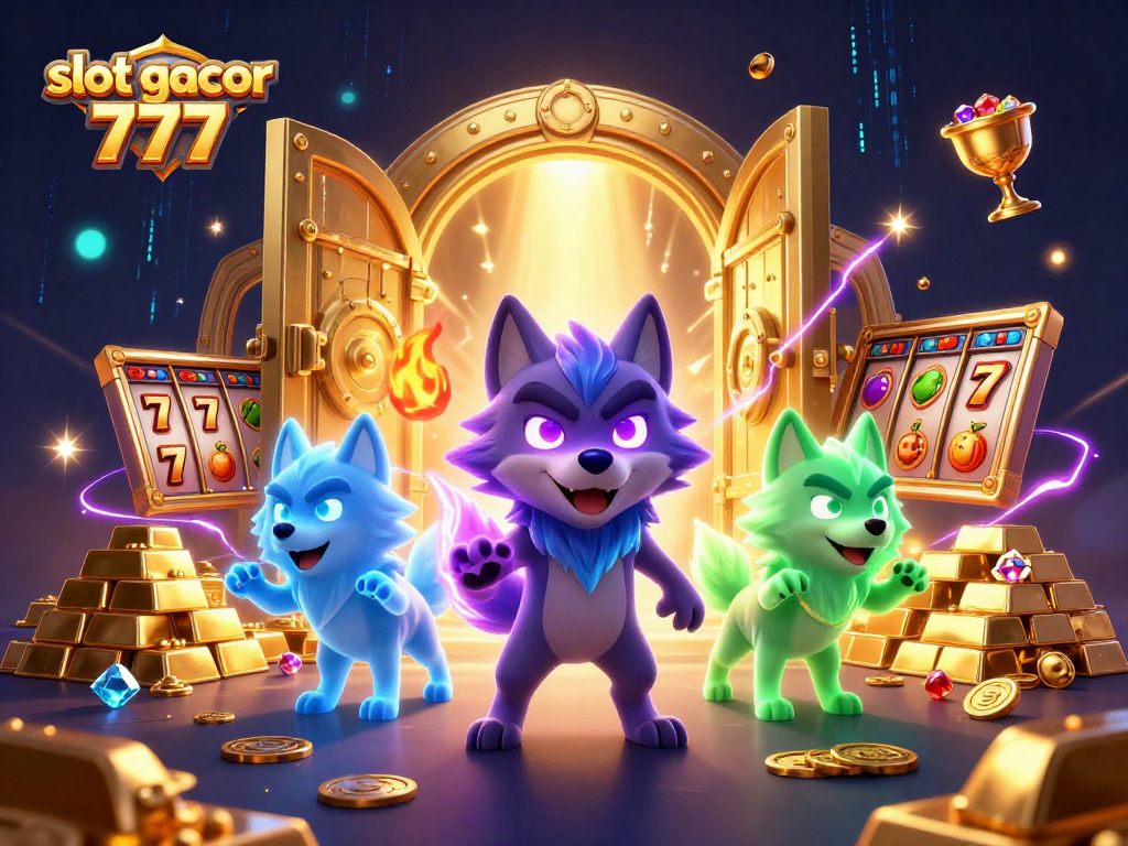 Experience thrilling wins with slot gacor 777, featuring ghostly wolves and treasure in a vibrant casino scene.