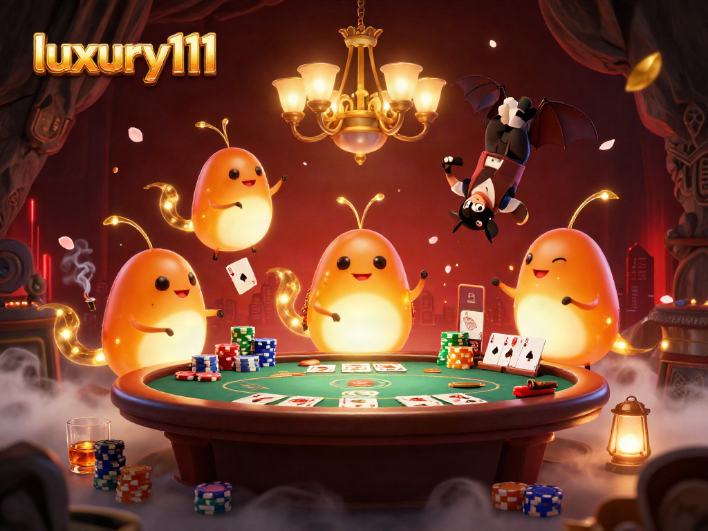Experience thrilling poker with luxury111 in a vibrant casino scene illuminated by glowing glowworms.