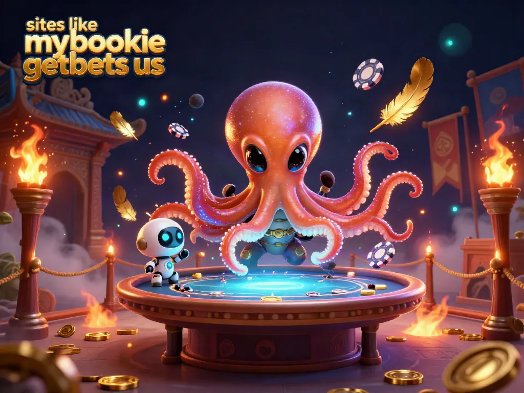 Experience sites like mybookie getbets us in a vibrant casino scene with alien characters and exciting game elements.
