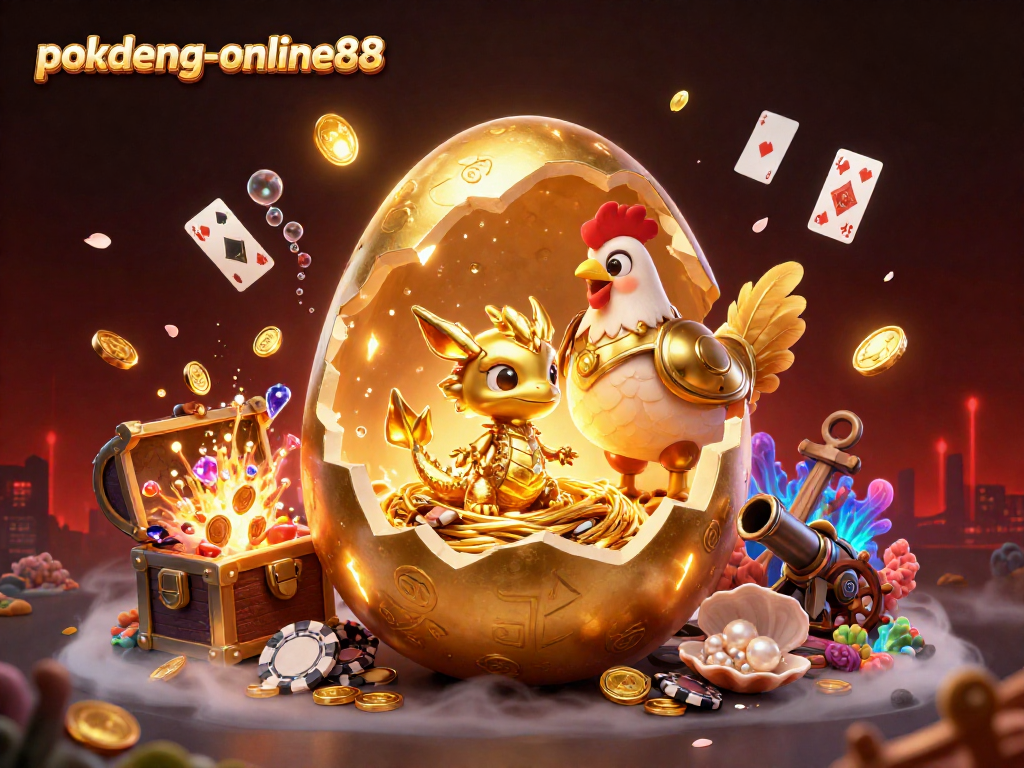 Play thrilling Pok Deng strategies with pokdeng-online88 as golden elements and chips surround a dragon!