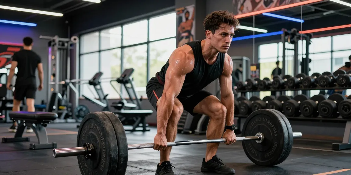 Professional bodybuilder training with Unique Pharma Steroids in a modern gym, emphasizing strength and dedication.