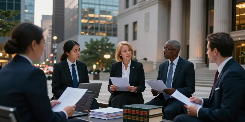 Cherokee County GA DUI records discussed by attorneys in a city street setting.