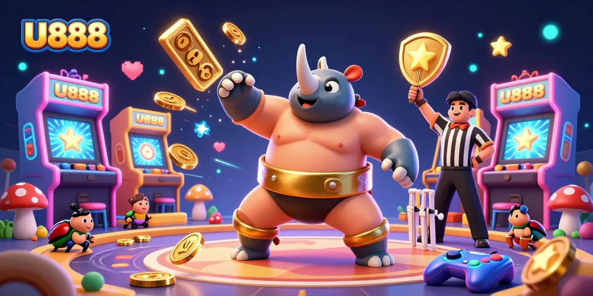 Experience the thrilling gameplay at U888 with bright gaming elements surrounding characters in an exciting casino atmosphere.