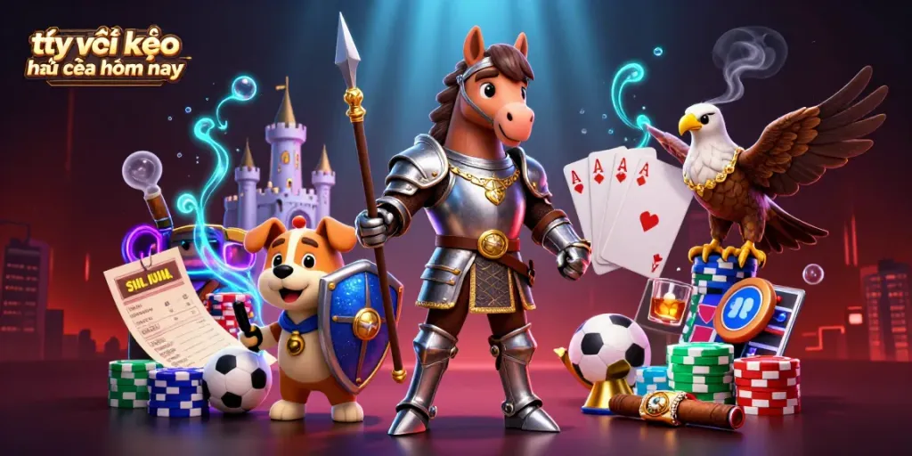 Betting on tỷ lệ kèo nhà cái hôm nay with the knight and puppy ready for action at the casino.