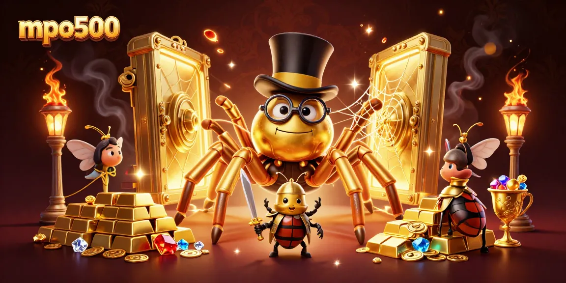 MPO500 offers excitement with vibrant casino adventures featuring a golden tarantula and treasure.