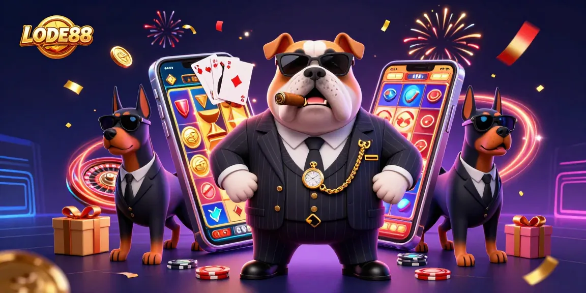 Bet on LODE88 with excitement as colorful slots and poker chips create a dynamic casino atmosphere.