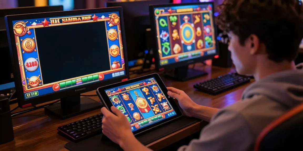 Exciting player engaging with a situs slot gacor thailand game on a tablet.