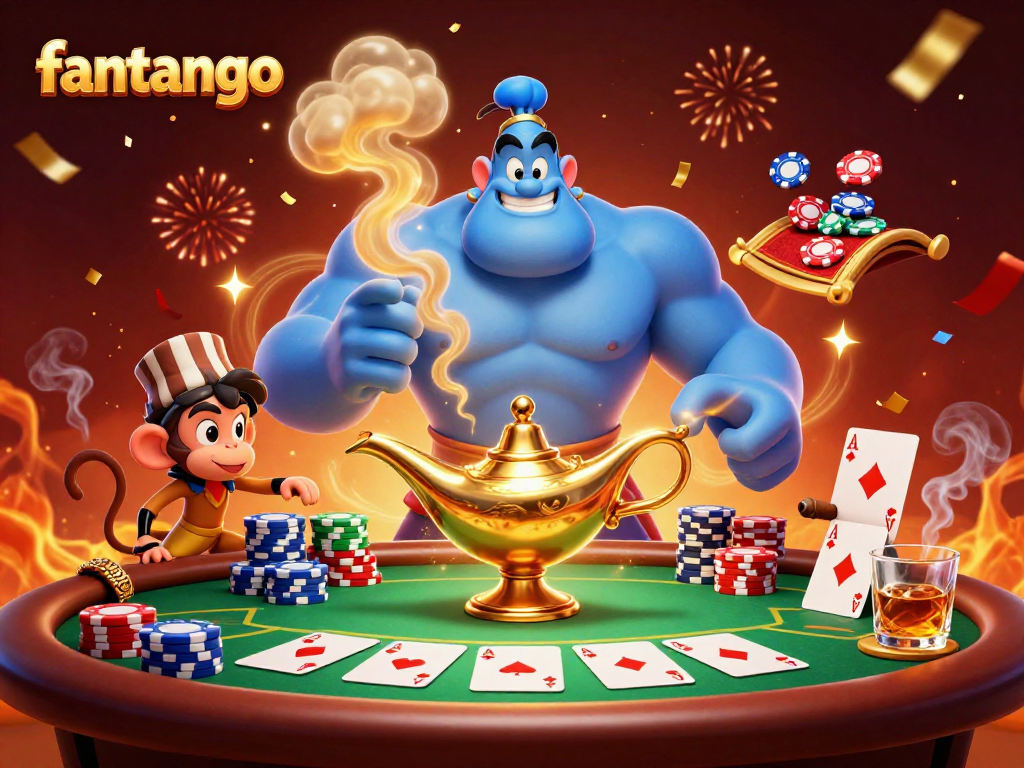Experience the excitement of fantango with vibrant characters and dynamic poker gameplay illustration.