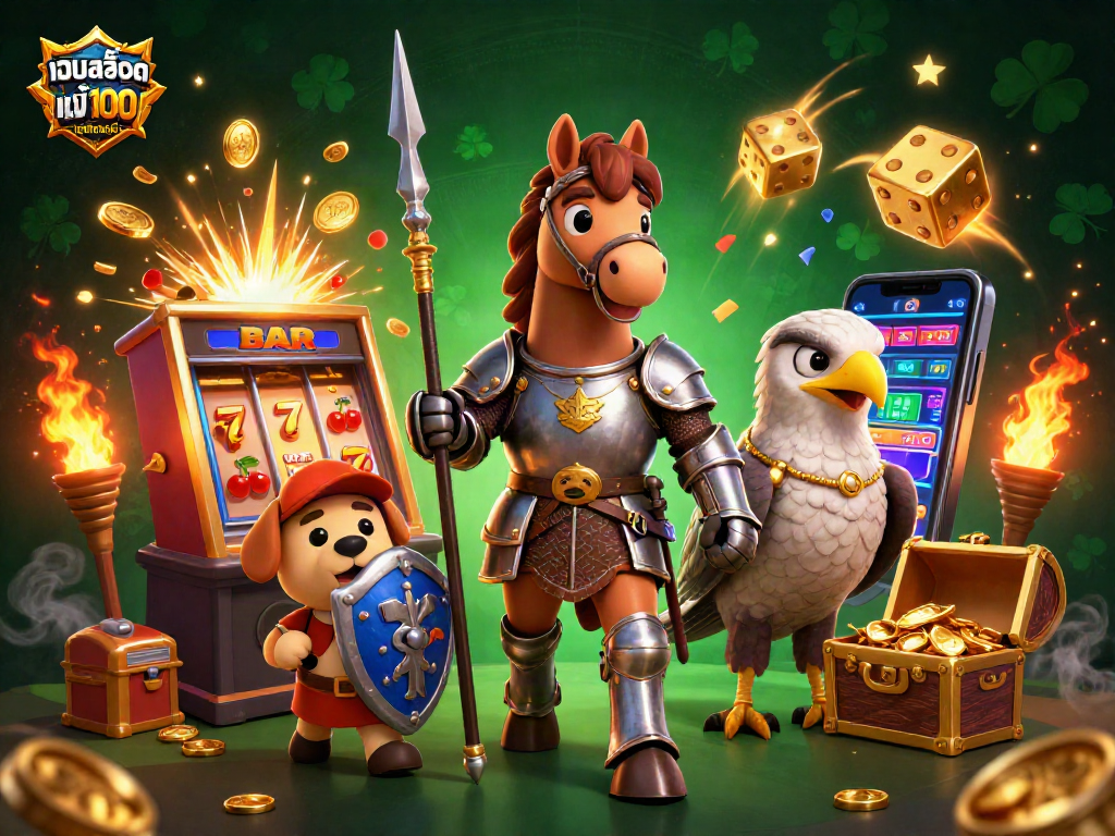 Experience the thrill of เว็บสล็อต แท้ 100 เปอร์เซ็นต์ with a dynamic 3D illustration showcasing a jackpot explosion.