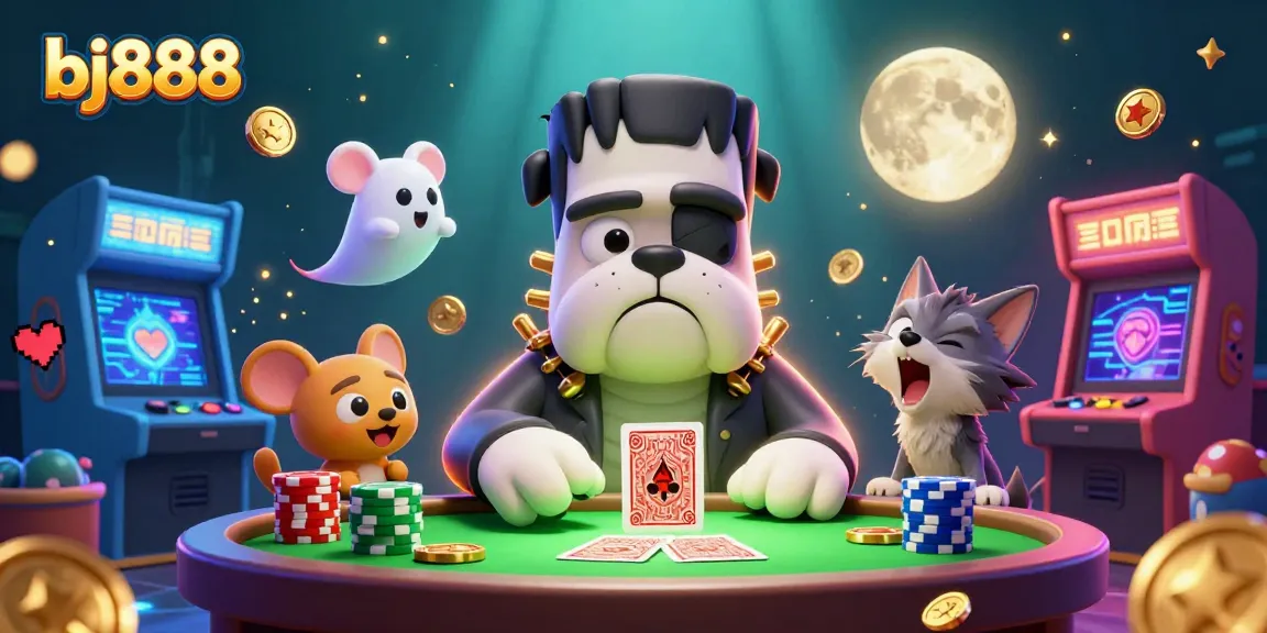 Experience thrilling gameplay at bj888 with a spooky card dealer and enchanted game elements.