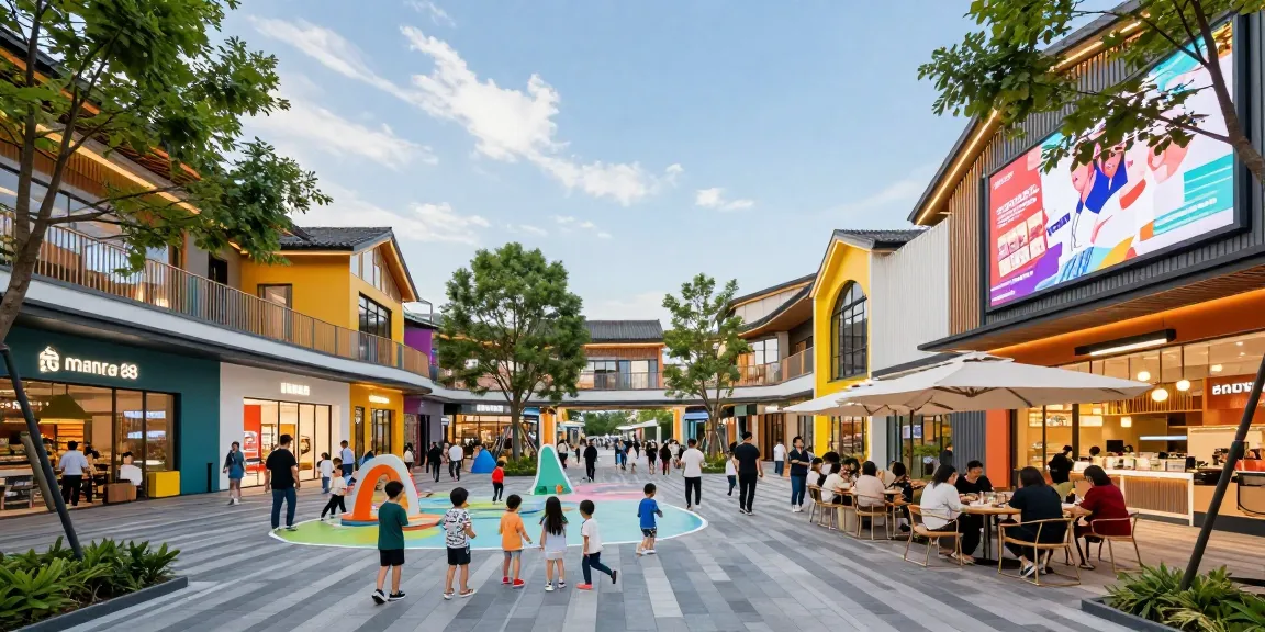 Experience the lively atmosphere of mantra88, a modern commercial and entertainment center bustling with families and vibrant storefronts.
