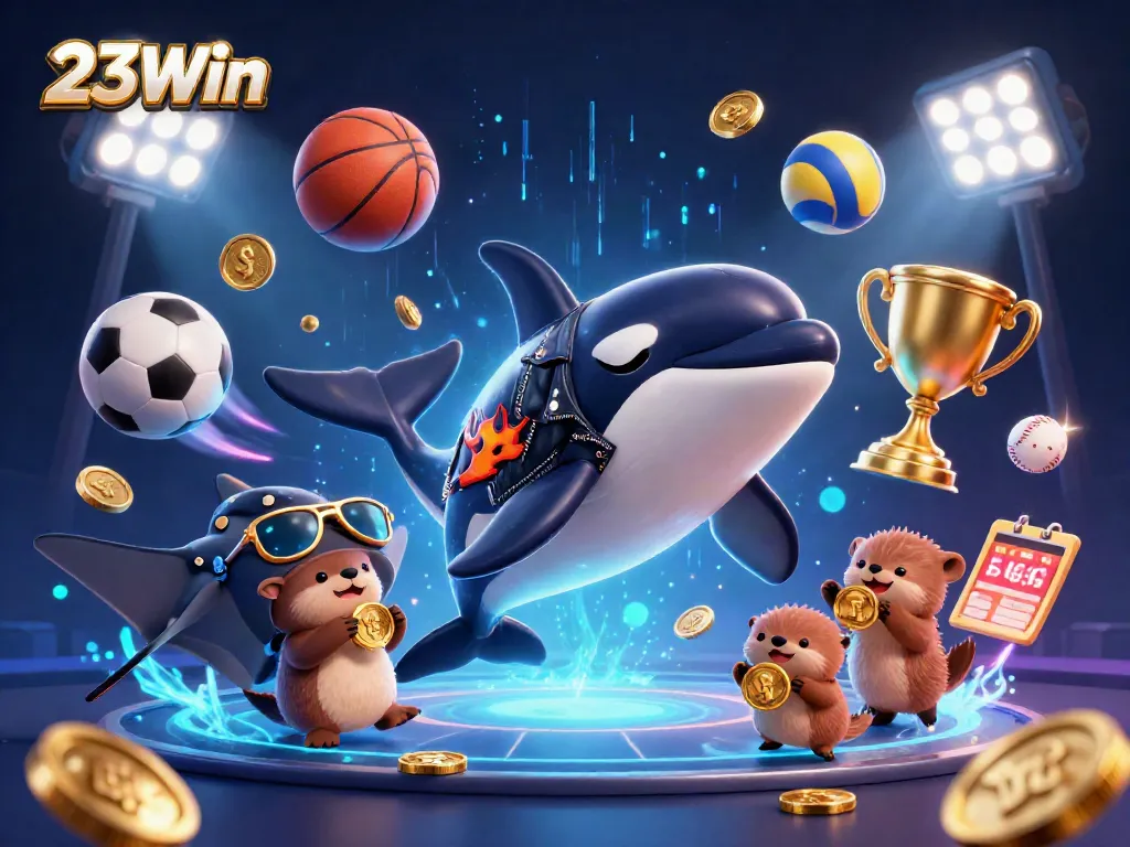 Experience thrilling sports betting with 23Win, featuring vibrant characters and dynamic elements