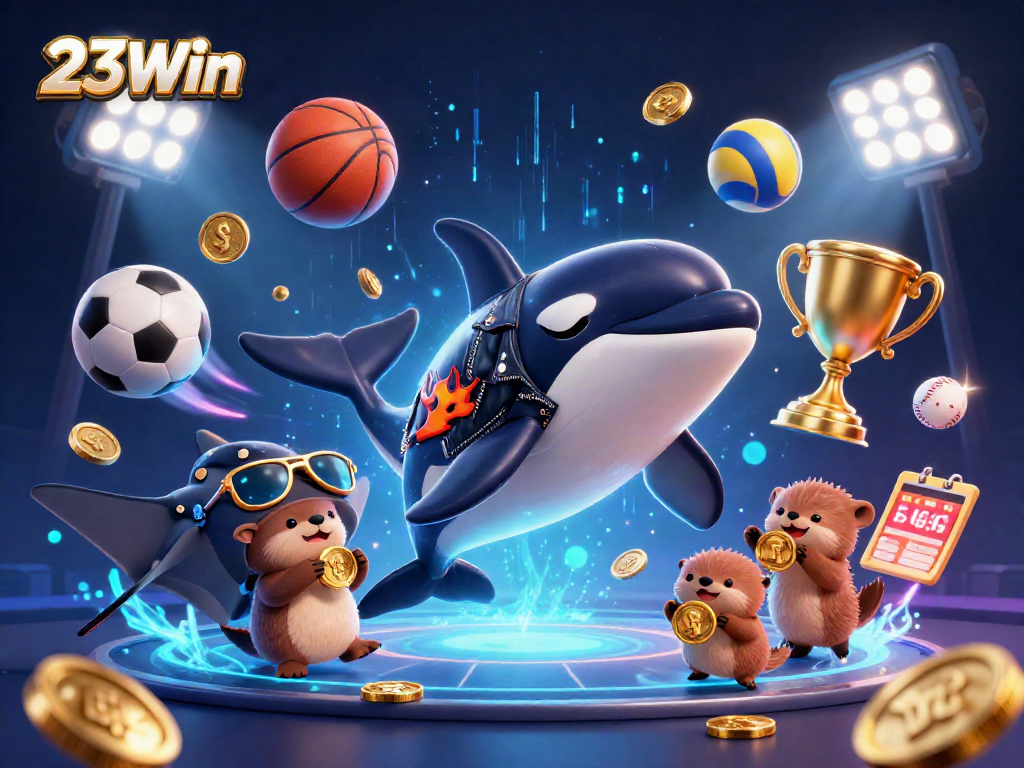 Experience thrilling sports betting with 23Win, featuring vibrant characters and dynamic elements