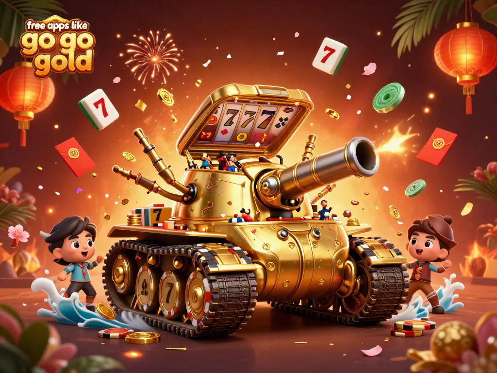 Engage in thrilling play with free apps like Go Go Gold, showcasing a lively casino scene.