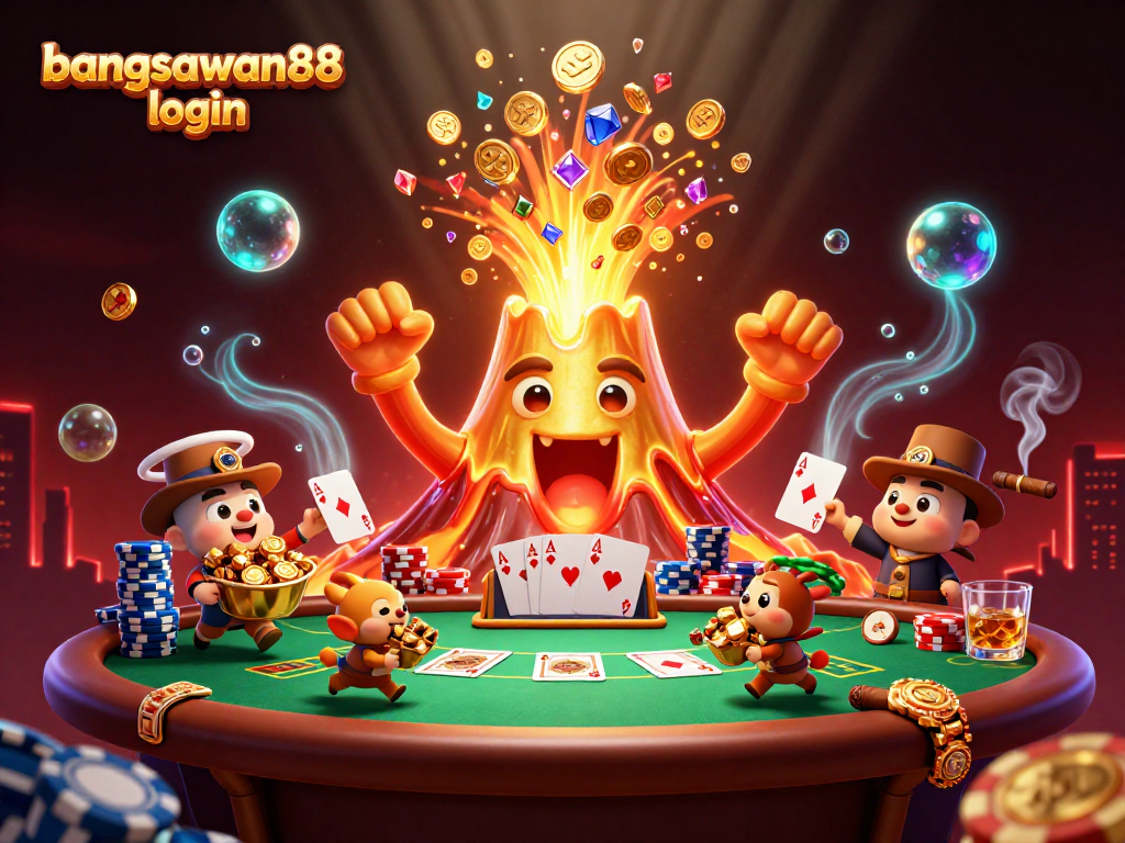 Experience the excitement of bangsawan88 login with a vibrant casino scene bursting with treasure and action.