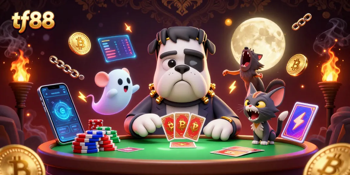 Engage in thrilling card games at tf88, featuring a monster dealer and luck elements.