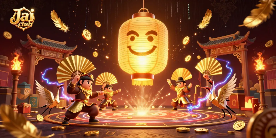 Engage in thrilling gaming action at Jai club with dynamic glowing elements and colorful casino characters.