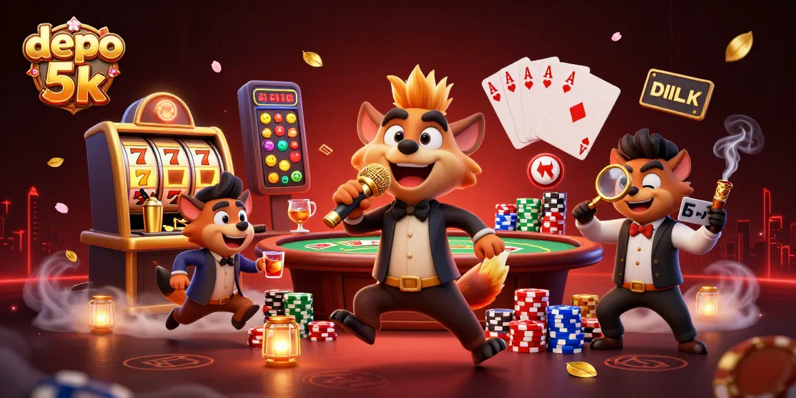 Menangkan permainan dengan depo 5k di kasino yang penuh dengan hyena pelawak, slot, dan suasana meriah.