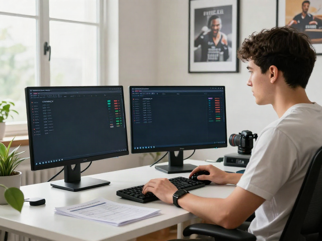 WWBOLA user engaging in sports betting with live odds in modern office.
