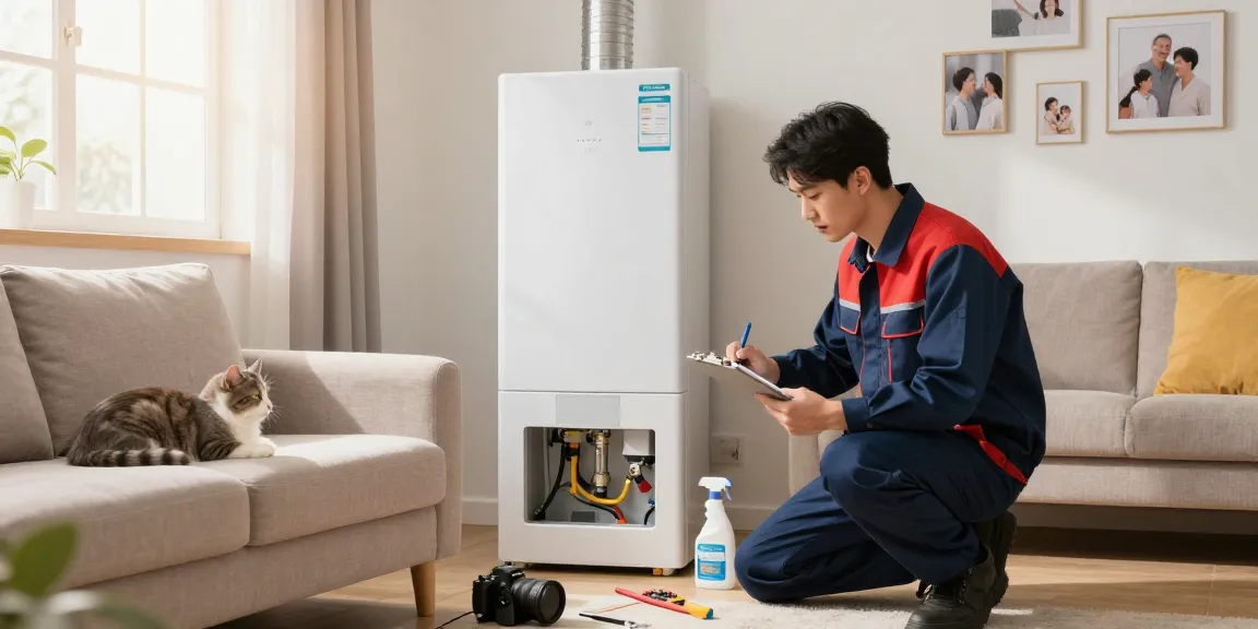 Reliable technician performing boiler repairs near Northampton in a cozy home.