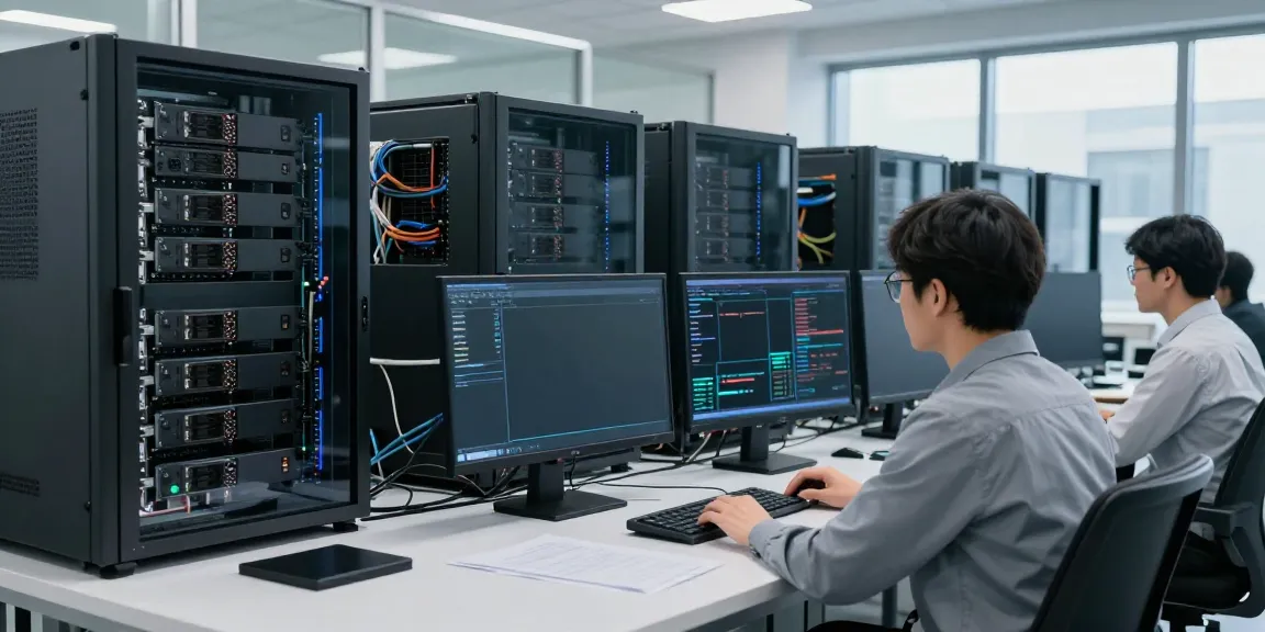 Engineer analyzing GPU computing performance metrics in a high-tech AI infrastructure environment.