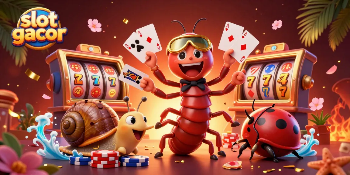 Experience thrilling gameplay at slot gacor with unique characters fanned out as excitement unfolds in a vibrant casino setting.