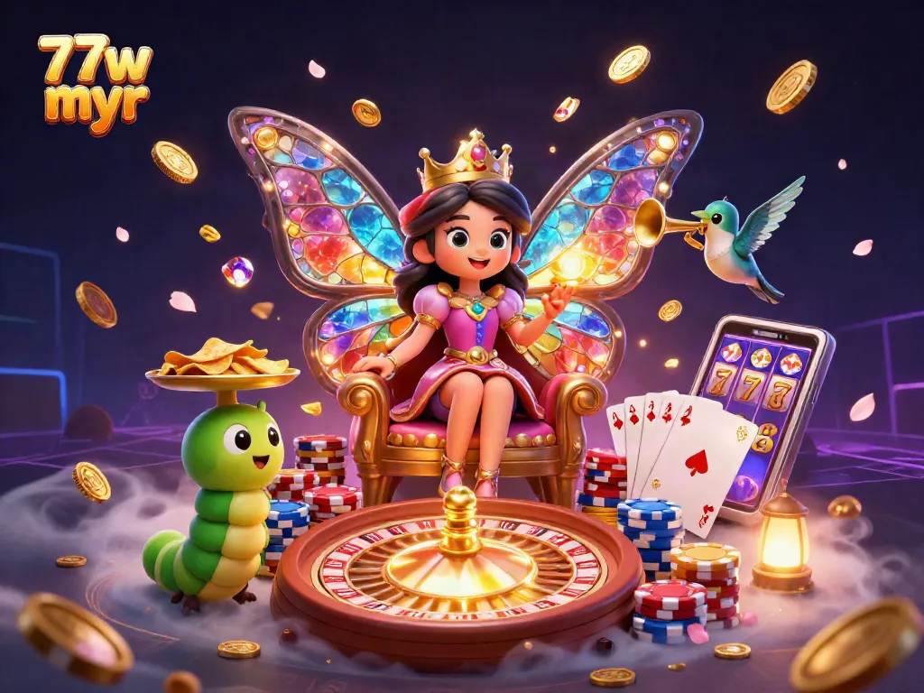 Engage in thrilling gameplay at 77w myr casino with vibrant animated characters and game elements.