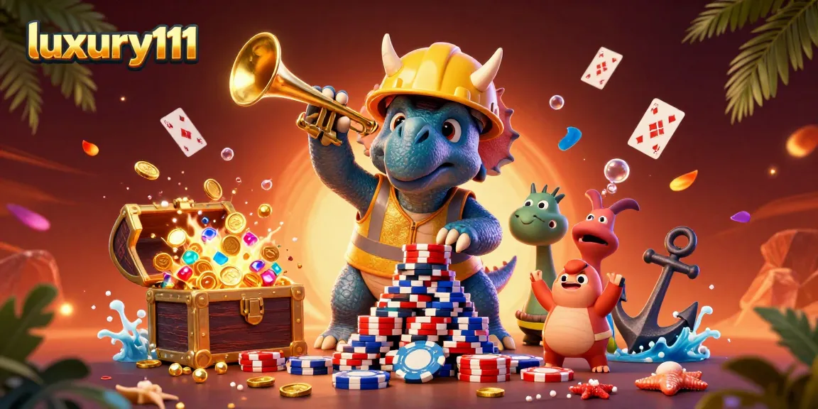 Join the excitement with luxury111 as our cartoon characters celebrate amidst casino elements and vibrant treasures!