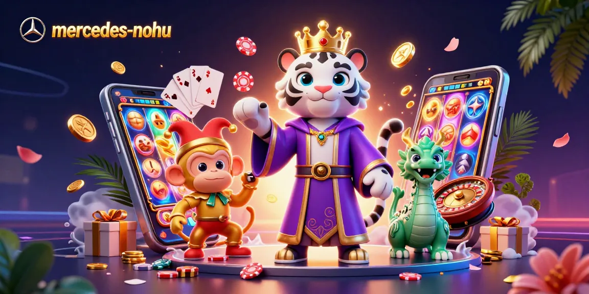 Experience thrilling gameplay with mercedes-nohu as the white tiger and monkey enhance casino excitement.