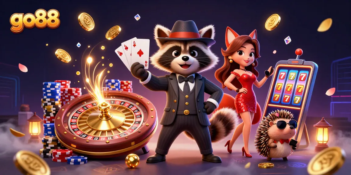 Experience the excitement at go88 with suave characters, golden coins, and jackpot games!