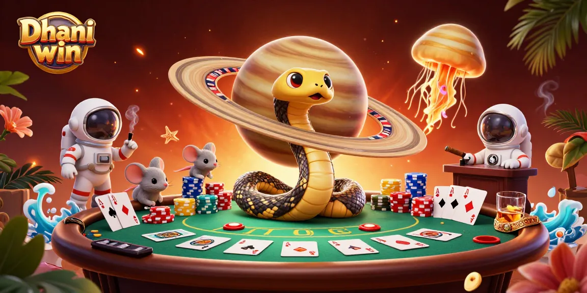 Experience thrilling gameplay with Dhani win in this captivating cosmic casino scene.