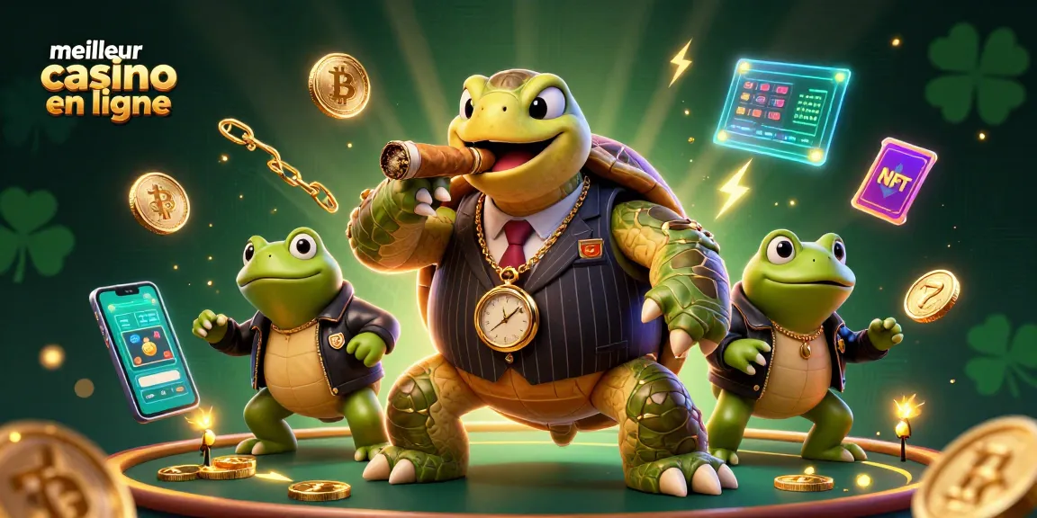 Profitez du meilleur casino en ligne avec une scène animée de personnages cartoon enjoués et d'éléments de jeu.